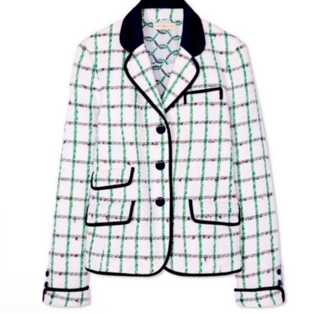Tory Burch Pocomo Jetty Tweed Check
Plaid Blazer